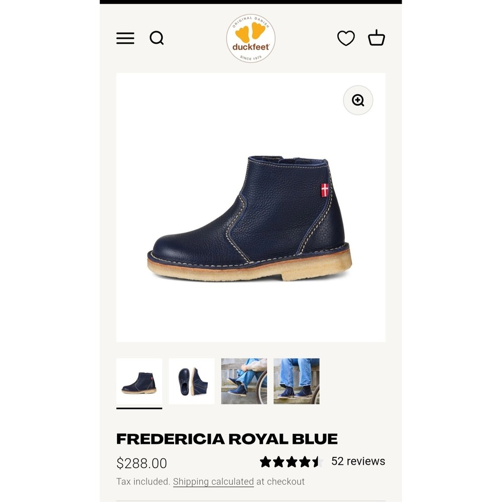 Duckfeet Fredericia Royal Blue Leather Ankle Boots Danish Design 360 Size 37
